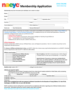 Naeyc Membership En Espanol Form