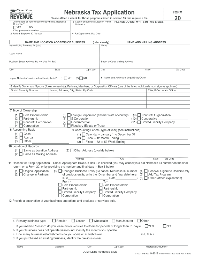  Form 20 Nebraska 2018