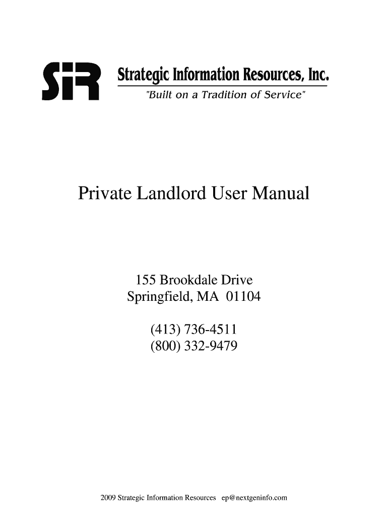 Private Landlord User Manual  Form