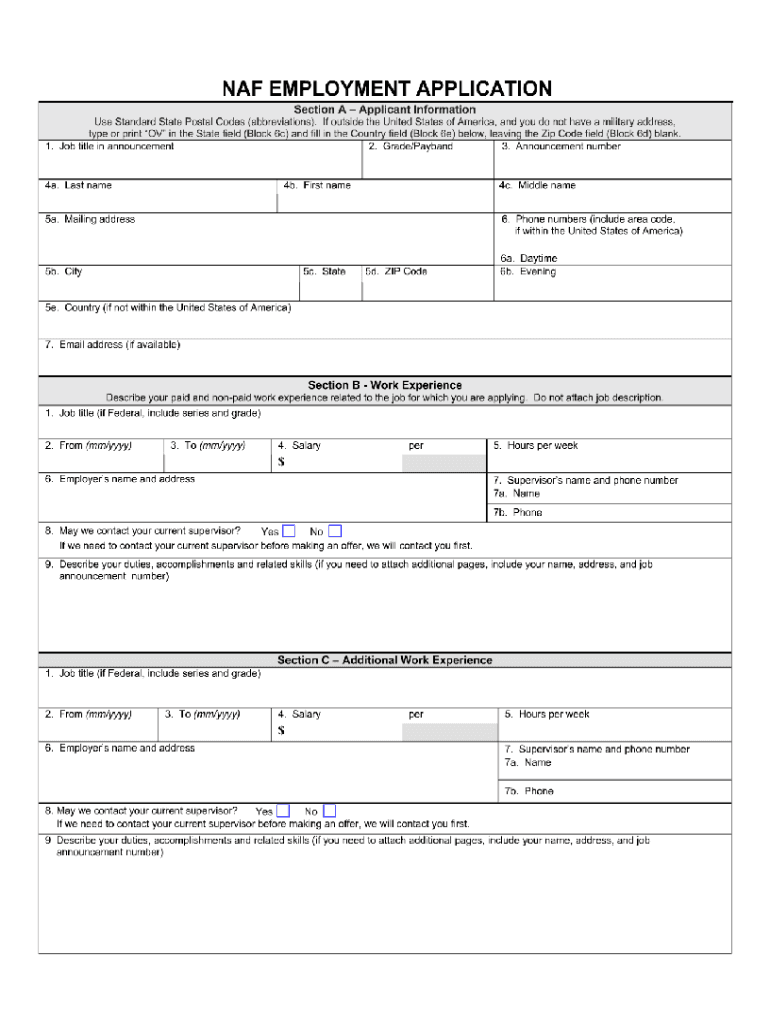  Naf Application Form 2011-2024