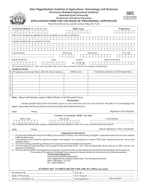 Shuats Degree Form