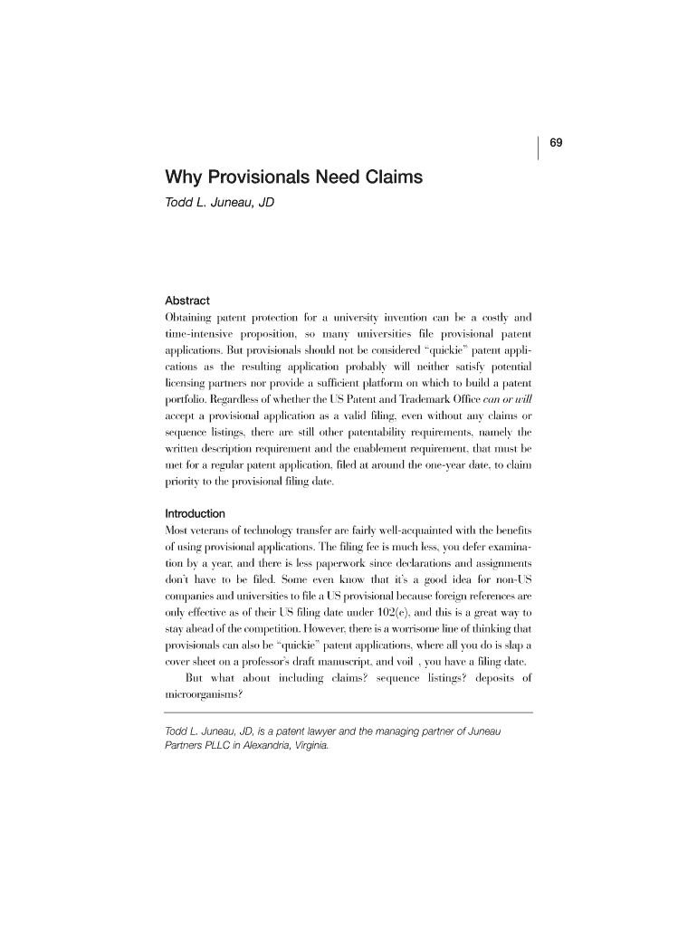 Why Provisionals Need Claims OTL Otl Stanford  Form