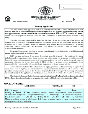 Renton Housing Authority  Form