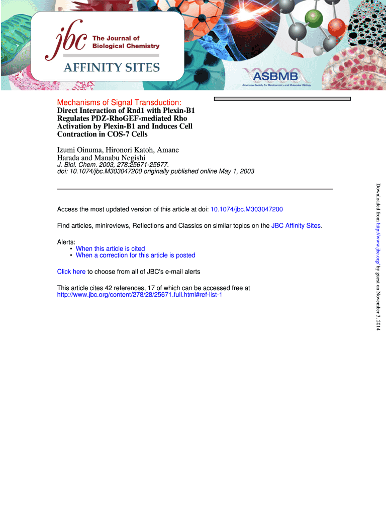 Direct Interaction of Rnd1 with Plexin B1 Regulates PDZ RhoGEF    Jbc  Form