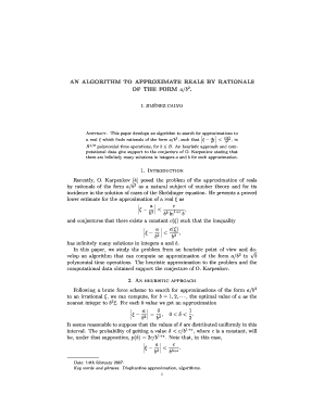 An ALGORITHM to APPROXIMATE REALS by RATIONALS of  Form