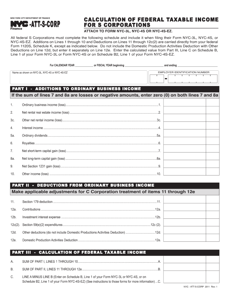  Nyc Att S Corp Form 2011