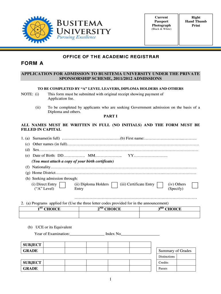 Busitema University  Form