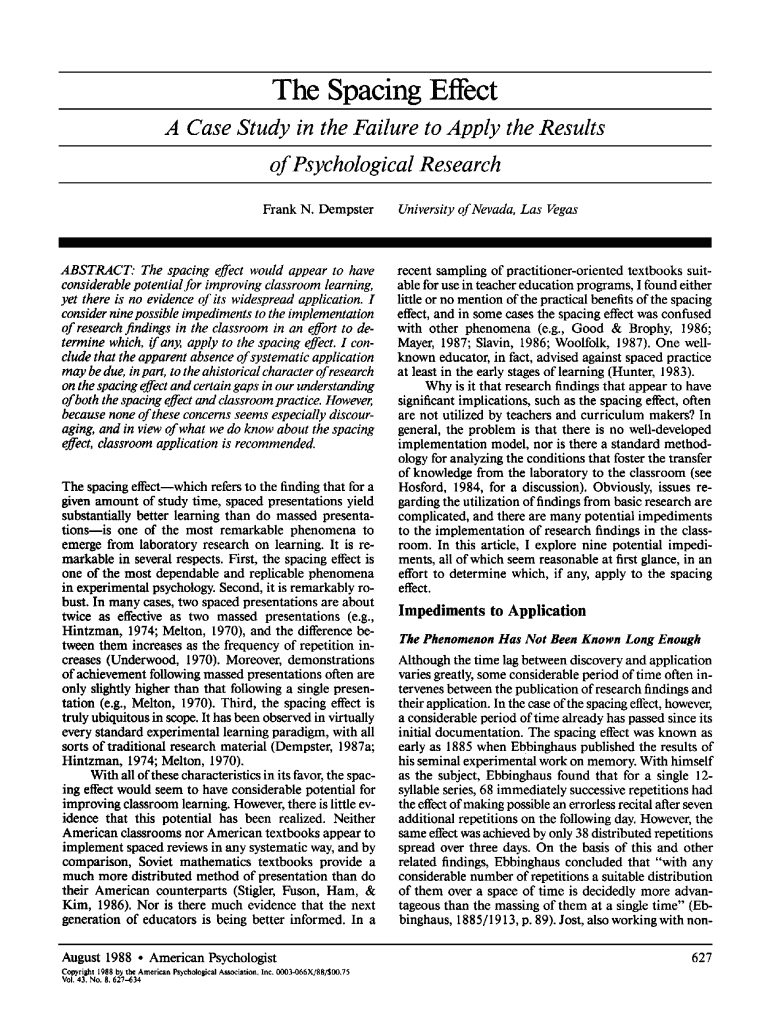 The Spacing Effect Andrewvs  Form