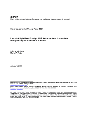 CIRP E Leland &amp; Pyle Meet Foreign Aid? Adverse Selection and Cirpee  Form