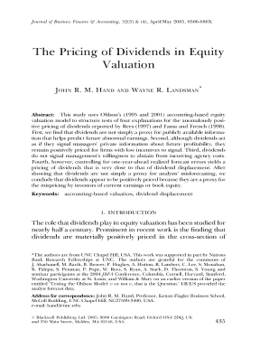 The Pricing of Dividends in Equity Valuation UNC Kenan Flagler Public Kenan Flagler Unc  Form