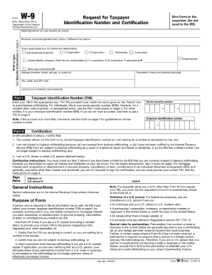 Form W 9 Rev December Irs Ustreas