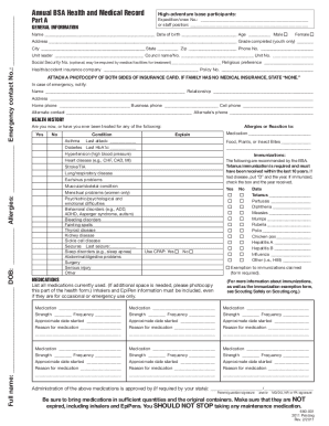 Bsa Health Form