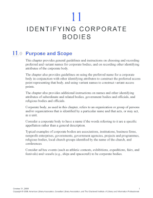 IdenTIfyIng COrPOrATe BOdIes Rdatoolkit  Form