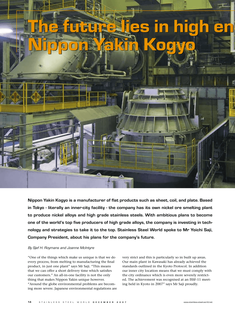 Online the Future Lies in High End Nippon Yakin Kogyo the  Form