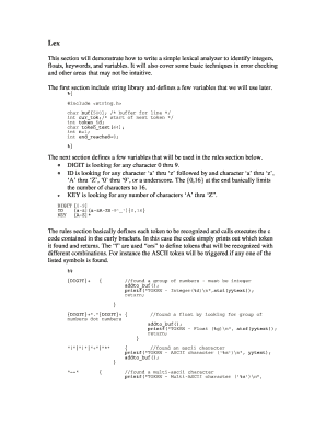 This Section Will Demonstrate How to Write a Simple Lexical Analyzer Cs Clemson  Form