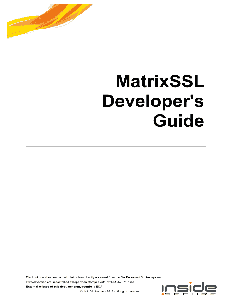 Get and Sign MatrixSSL Developer's Guide  Matrixssl  Form