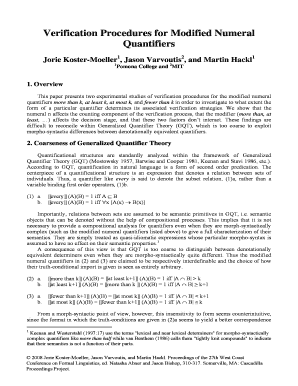 Verification Procedures for Modified Numeral Quantifiers  Form