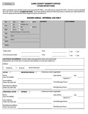 Citizen Self Reporting Form