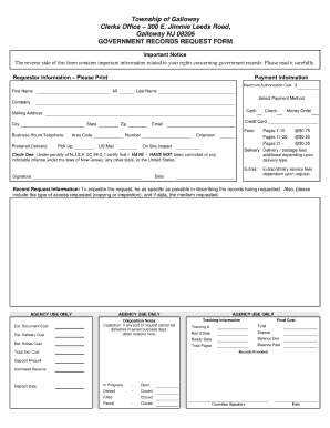 Opra Request Form Galloway Nj