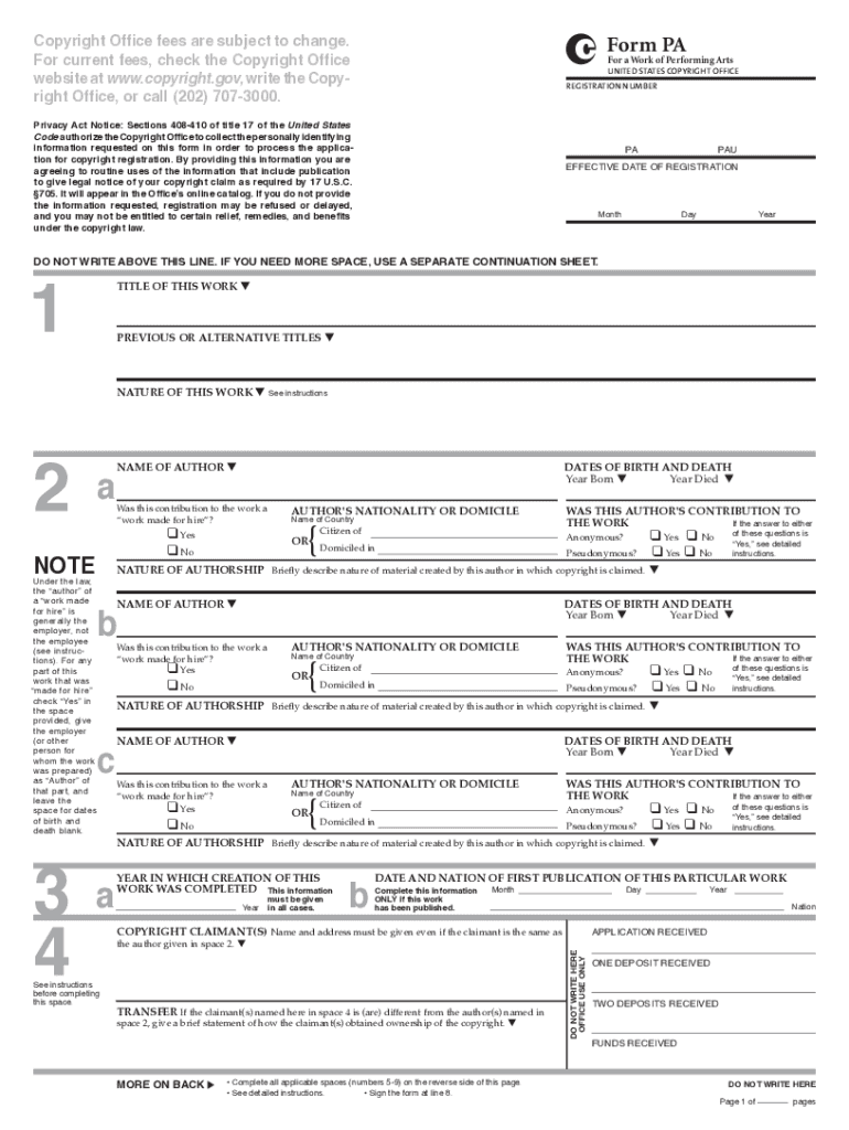 Copyright Registration  Form