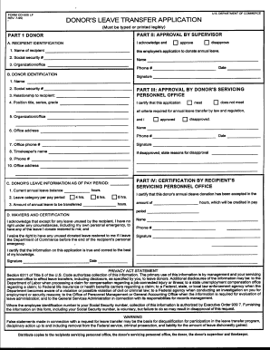 DONOR&#039;S LEAVE TRANSFER APPLICATION Nwseo  Form