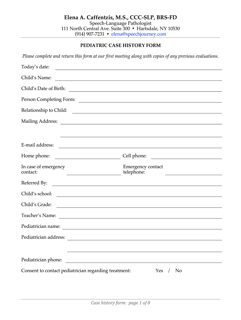 Case History Form