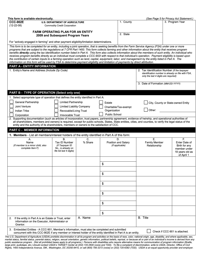  Ccc 902 Farm Operating Plan Form 2016-2024