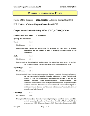 CORPUS INFORMATION FORM Name of the Corpus CCC AC2006