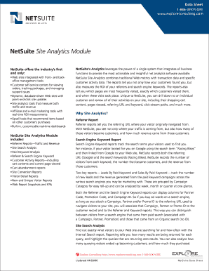 NetSuite Site Analytics Module Explore Consulting  Form