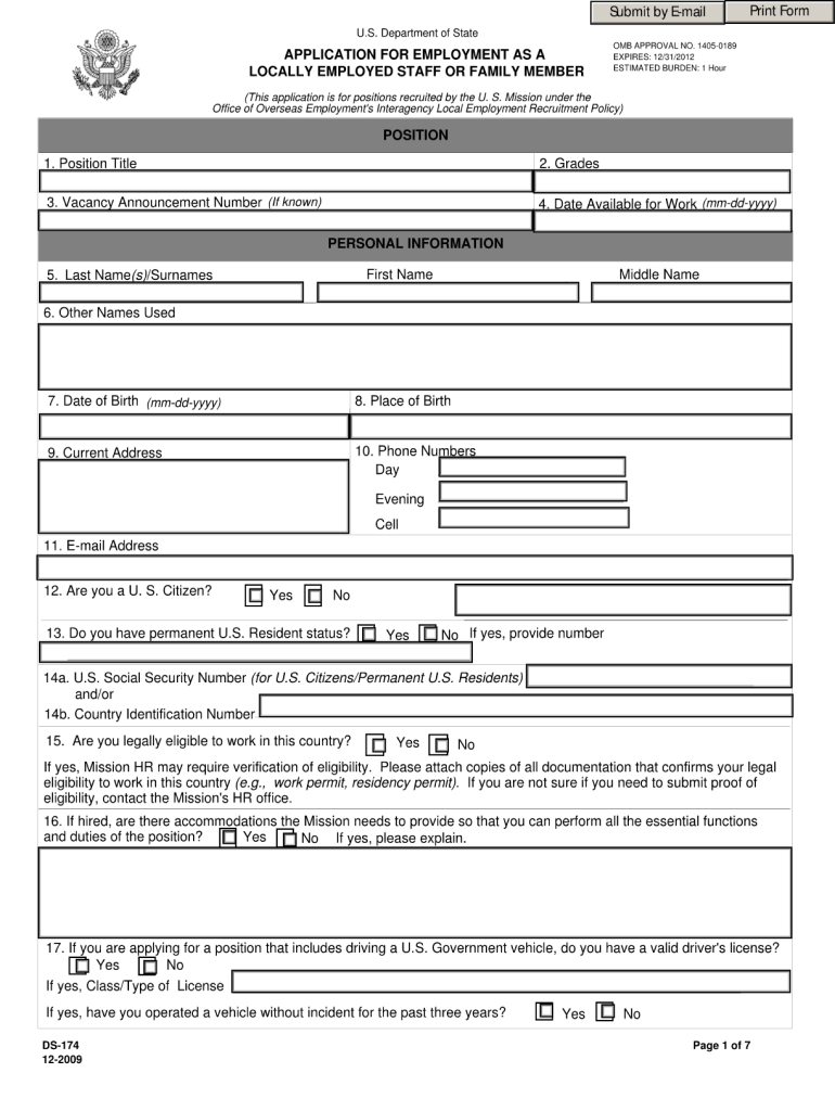 Ds 174 Application Form