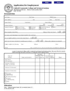 Employment Application Web Cccti  Form