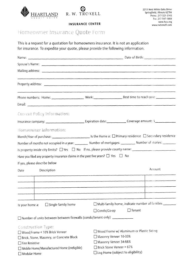 Home Quote Form Heartland Credit Union Hcu