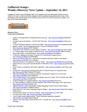 Unfiltered Orange Weekly EDiscovery News Update September  Form
