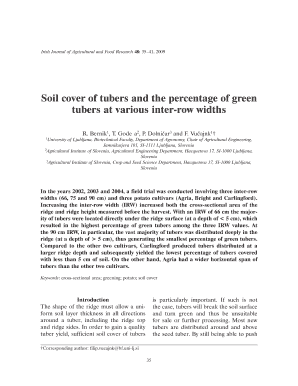 Soil Cover of Tubers and the Percentage of Green Tubers at Teagasc Teagasc  Form