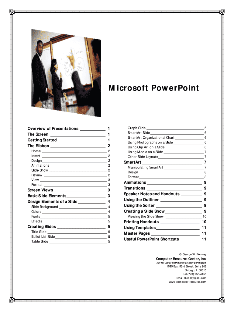 M Micro Osoft P Power RPoint T Computer Resource Center, Inc  Form