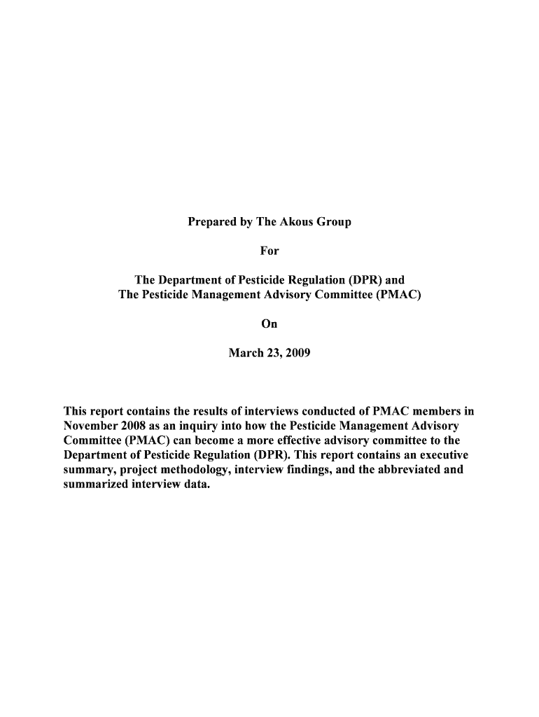 DPR PMAC Report, March 23,  California Department of    Cdpr Ca  Form