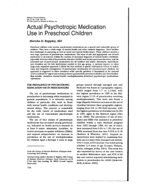 Actual Psychotropic Me&#039;dication Use in Preschool Children Psychrights  Form