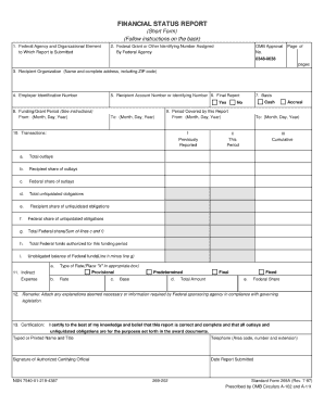 Sf269a Fillable Form