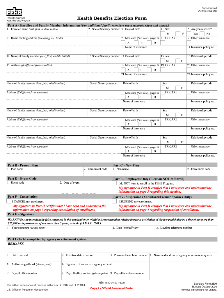  Sf 2809 Form 2019-2024