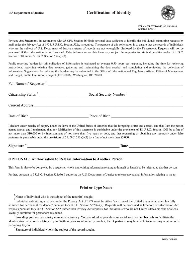 Doj 361  Form