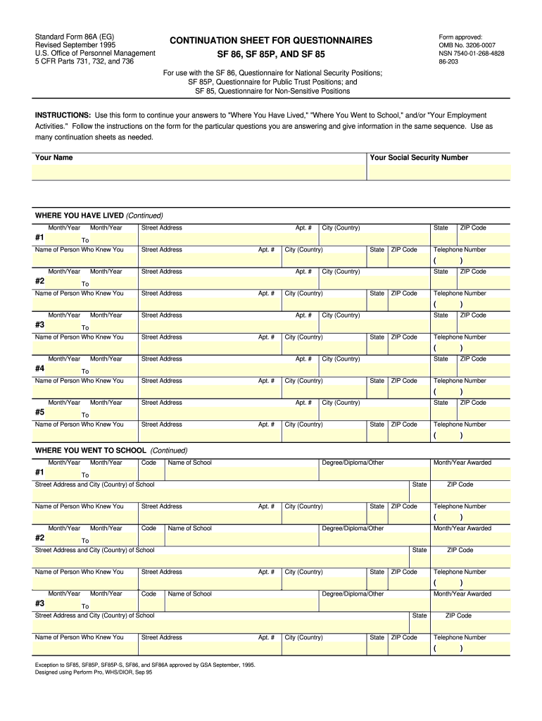  Gsa Sf86a Form 1995-2024