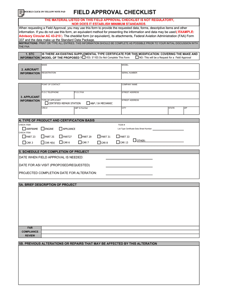 Field Approval Checklist  Form