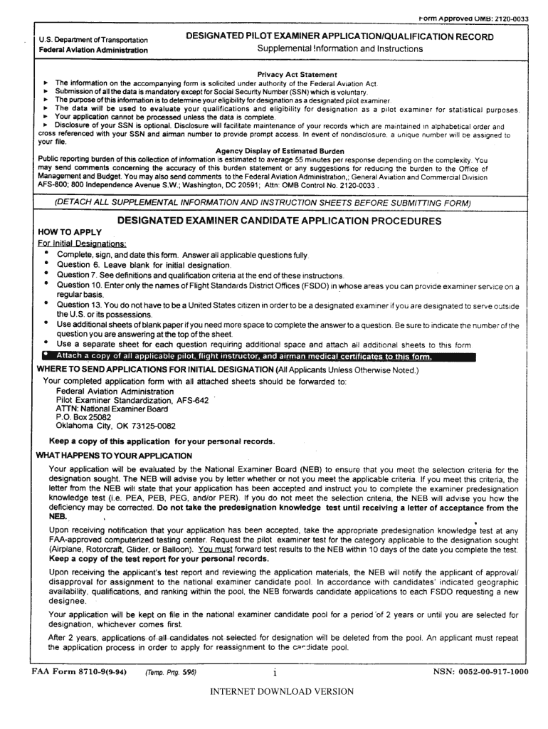  Designated Pilot Examiner Application 1994-2024