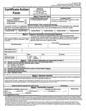 Certificate of Action  Form