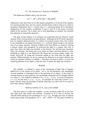 1 VI the Universe as a Function of Redshift the Robertson Palker Home Fnal  Form