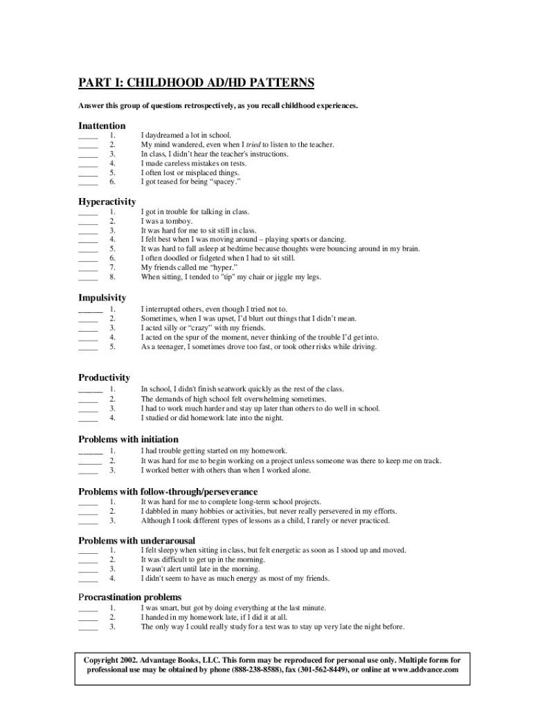 Sasi Adhd Scoring  Form