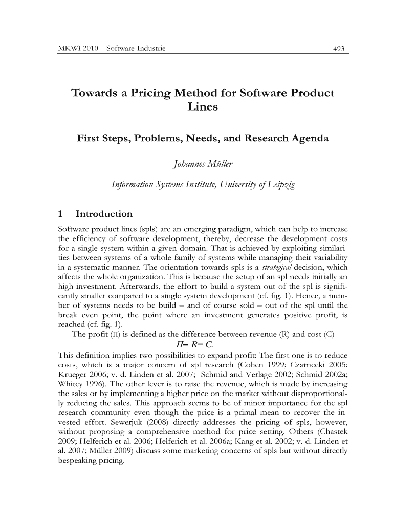 Towards a Pricing Method for Software Product Lines Webdoc Sub Gwdg  Form