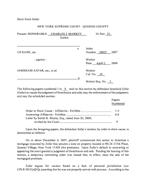 Nys Supreme Court Order to Show Cause Forms for Queens County