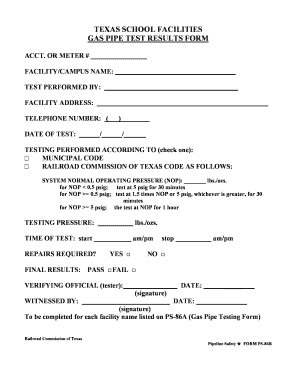 Gas Pressure Test Form