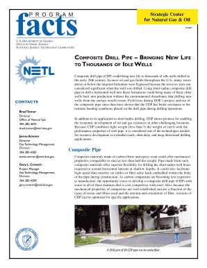 Smart Drill Pipe National Energy Technology Laboratory Department  Form